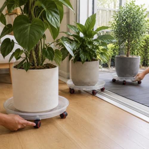 Plant Saucer, Plant Pot Moving Tray, 40.5cm Clear Plant Pot Base - Image 3