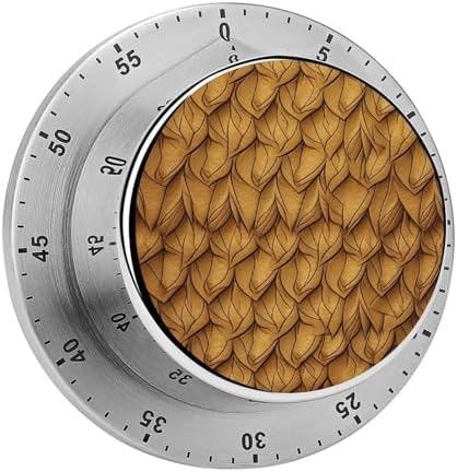 Mechanical Kitchen Timers for Cooking,A Leather Texture Printed 60 Minute Magnetic Countdown Timer,Cute Cooking Timers with Alarm,Stainless Steel Time Timer Manual No Batteries Required by Unknown
