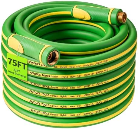 Garden Hose 75ft x 5/8", Heavy Duty Water Hose, Kink Resistant by FXFOUCSTOOLS