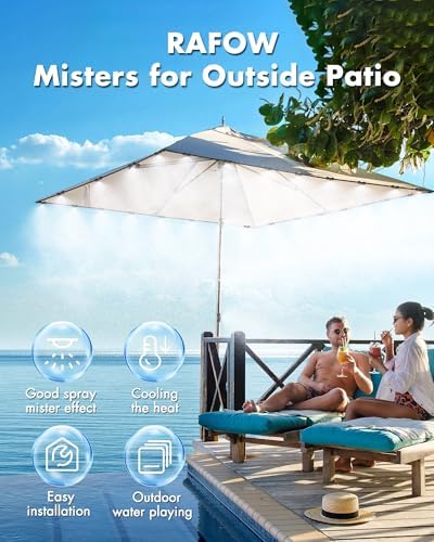 Misters for Outside Patio with Water Filter - 80Ft(24.5M) Misting System Line 30 Brass Mist Nozzles Brass Adapter(3/4") Patio Misters for Cooling Outdoor Greenhouse Backyard Porch Garden Party Pool - Image 2