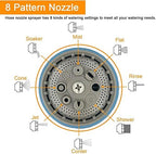 Garden Hose Nozzle, Heavy Duty Metal Water Hose Nozzle with 8 Adjustable Spray Patterns for Hand Watering Plants and Lawn, Car Washing, Pa - Image 3