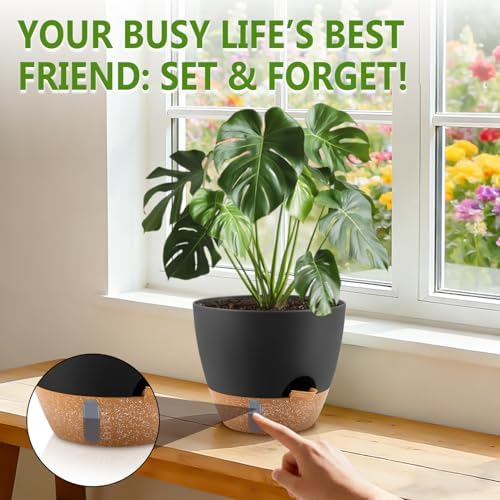 QRRICA 8/7/6.5/6/5.5/5 Inch Self Watering Pots for Indoor & Outdoor Plants - Image 5