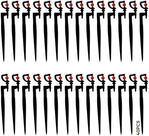 40 Pcs Sprinkler on 7.1 in / 18 cm Stake, Adjustable G-Type Rotating Micro Sprinkler, Water-Saving Irrigation System, Plastic for Garden, Lawn, Flower Bed by Unknown