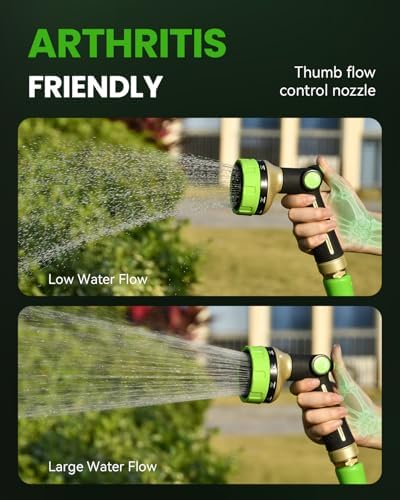 RAINPOINT Garden Hose Nozzle - 100% Heavy Duty Metal Thumb Control Spray Nozzles for Garden Hose High Pressure, 10 Pattern Water Hose Nozzle for Car Wash, Watering Lawn, Pets, Forest Green - Image 2