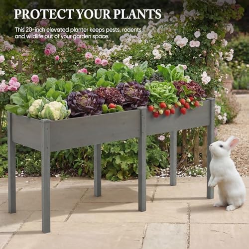 DUMOS 72x23x30 Inch Raised Garden Bed, Elevated Wood Planter Box with Legs - Image 6