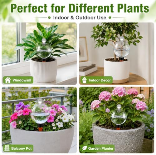 17oz Extra Large Self Watering Globes - Plant Watering Globes, Plastic Water Bulbs, Indoor/Outdoor Plant Watering Devices for Automatic Drip Irrigation, 4 Pack - Image 6