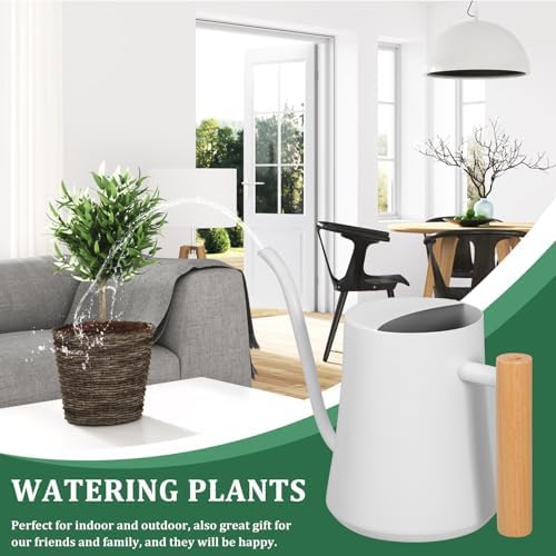 Watering Can Vintage with Wooden Handle 1000ml Stainless Steel - Image 5