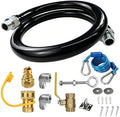 Safety System Kit, 3/4" id natural gas line hose, 48" commercial kitchen gas line hose, mobile gas connector hose kit with 2 elbow fittings, 3/4 gas flex line (48INCH-Black) by IMOLI