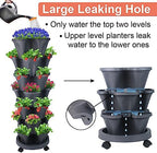 GameXcel Vertical Planter Tower - 7 Tier Stackable Garden Planters with Wheels and Tools Plant Pots for Strawberry Herb Flower and Vegetable Indoor Outdoor Use Dark Gray 2 Pack - Image 3