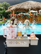 SUMMERBUDDY 2 Sets Upgrade Poolside Storage Basket, Above Ground Pool Storage Basket with Pool Cup Holder, For Steel Round or Oval Frame Above Ground Pools, Fits 3 Inch or Less Top Rail - Image 3