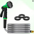 High pressure stainless steel garden hose with spray gun - extendable, durable vinyl, standard American thread, suitable for lawn watering, car washing (Green 25FT) by Unknown
