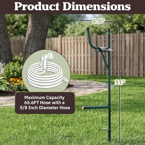Pure Garden Freestanding Water Hose Stand Hanger for 65.6ft of Hosing - Image 6