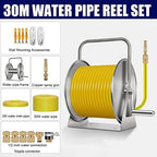 Wall/Floor Mount Hose Reel 1/2 Inch Garden Hose, Hose Butler Stainless Steel Water Hose Rack with spray gun and accessories, Portable Hose Stand Patio Hose Hanger, Hose Holder Storage Swivel Bracket - Image 2