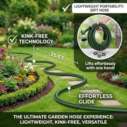 High Pressure Garden Hose 25 FT, Heavy Duty 700 PS 25FT 700PSI High Pressure Garden Hose Leak Proof PVC 10-Spray Nozzle - Image 5