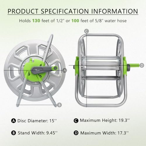 Metal Water Hose Reel Hold 100FT of 5/8" Hose - Image 4