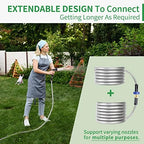 304 Stainless Steel Garden Hose, 50 ft Metal Garden Hose with 3/4" Connector Fittings and Sprayer, Heavy Duty Kink Free Flexible Outdoor Water Hose, Blue - Image 5