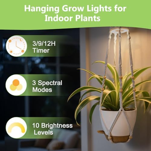 2 Pack Self Watering Hanging Planters with Grow Light for Indoor Plants - Image 4