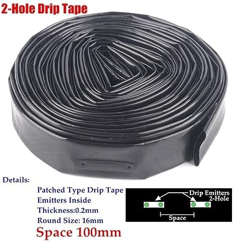 1pcs 16mm 2-Hole Irrigation Drip Tape, for Greenhouse Under Film Irrigation Drip Hose Micro Irrigation System Streamline Soaker Hose 5~50m (Color : Space 100mm, Size : 50meters (164ft)) - Image 2
