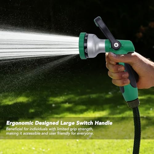 Garden Hose Nozzle Heavy Duty High Pressure Sprayer with 6 Watering Patterns, Ergonomic Metal and ABS Construction for Car Washing and Plant Watering - Image 2