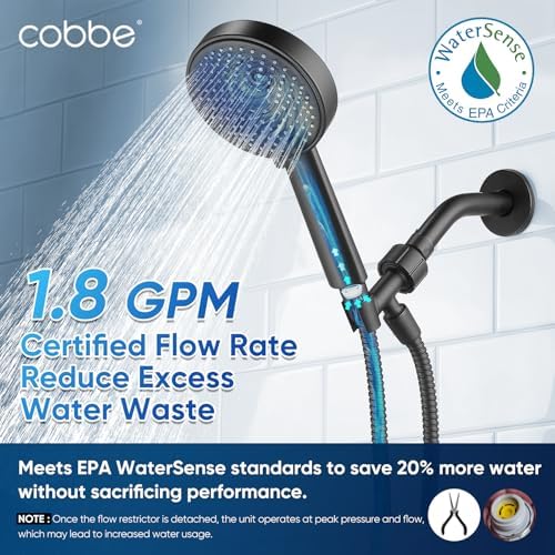 Cobbe® All Metal Handheld Shower Head, 3 Spray Settings, 1.8GPM - Image 5