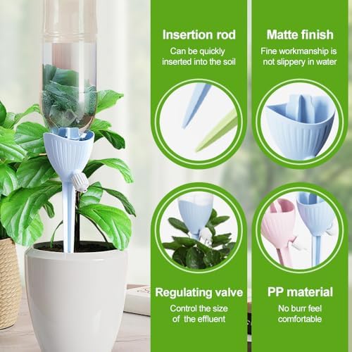 Self Watering Spikes, 4/8 Pack Automatic Plant Waterer with Adjustable Valve, Drip Irrigation Stakes for Indoor & Outdoor Plants, Self Watering Insert Devices for Garden, Vacation (8, Mix) - Image 4