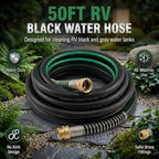 SANFU Hybrid Garden Hose 5/8-Inch x 50FT, RV Water Hose, Black Green - Image 4