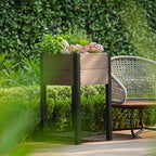 IDEALHOUSE 19.37"x19.37"x33.46" Raised Garden Bed, HDPE Elevated Planter Box with Sturdy Aluminum Frame, Wood Grain Outdoor Planter with Storage Shelf for Patio, Balcony, Lawn - Image 7