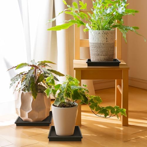 NATSUKY Square Plant Saucer 10 Inch 4 Pack Tray Plastic Pot for Outdoor - Image 2