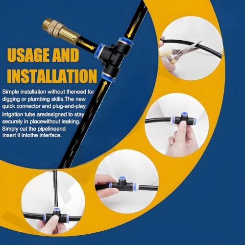Drip Irrigation Kit for Plants, Quick Connector Watering System with Brass Misting Nozzles, Outdoor Sprinkler System for Lawn & Garden, 50m/164ft - Image 7