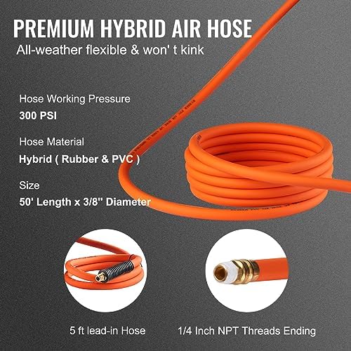 VEVOR Retractable Air Hose Reel 3/8IN x 50FT Hybrid Air Hose Max 300PSI - Image 4