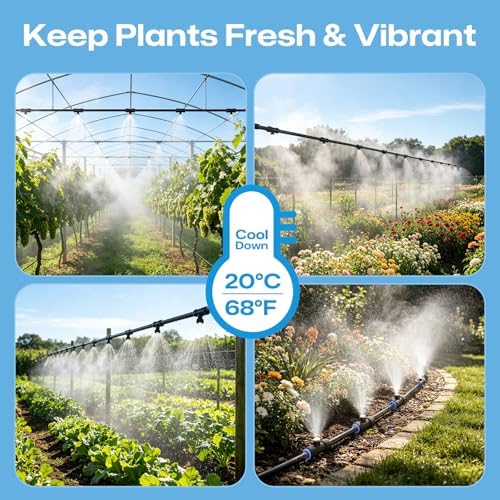 Misters for Outside Patio 75FT/23M, Pre-Assembled Misting Cooling System with 23 Brass Nozzles & 3/4" Adapter, Outdoor Mister for Backyard, Garden, Greenhouse, Chicken Coop, Dog House - Image 6