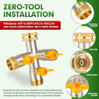 Hose Splitter 3 Way, High Flow Garden Hose Splitter, 3/4” Ght Inlet Brass Heavy Duty Hose Converter, water 3 Way Faucet hose splitter, Long Handle Hose Valve Large Outlet. - Image 2