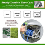 Hose Reel Cart Garden Hose Reels for Outside Heavy Duty Wall Hose Cart with Storage Table, Stainless Steel Small Pipe Organizer, Portable Hose Truck, with High Pressure Water Gun (Color : Silver, Si - Image 3