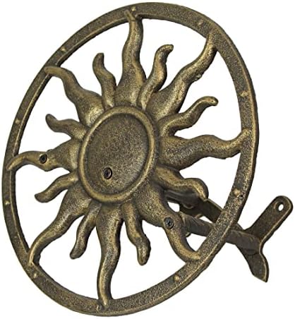 Zeckos Garden Hose Holder Sun 11.5 Inch Cast Iron Bronze - Image 3