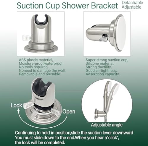 G-Sunny RV Outdoor Shower Head with Hose and Quick Connect Fittings - High Pressure 3-Spray Mode Shower Head with Pause Button-Easy Install for Camper,Travel Trailer (Brushed Nickel, 71"Hose) - Image 6