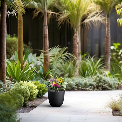 Kante Small Round Bowl Black Concrete Planter 10" Dia, Outdoor - Image 6