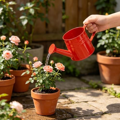 1L Retro Metal Painted Watering Can with Long Spout & Handle - Image 3