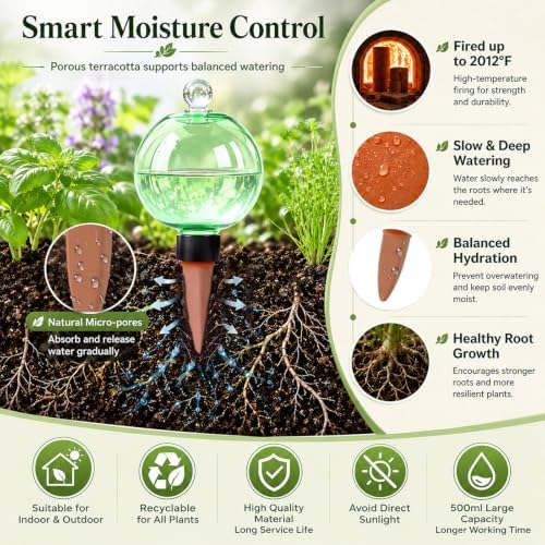 12 Pack 17 oz Self Watering Globes for Plants with Covers, Green - Image 5