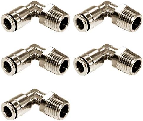 Beduan Brass BPL Push to Connect Air Fittings Elbow 1/2" Tube OD x 1/2" NPT Male 90° Degree Adapter (Pack of 5) by Beduan