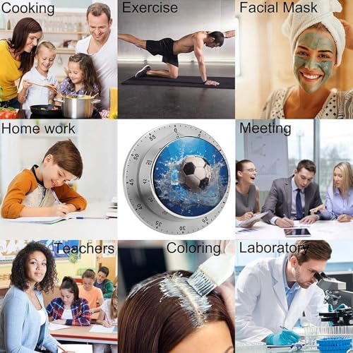 Soccer Ball Water Digital Timer for Kids Stainless Steel Mechanical Kitchen Timer Sleek Cooking Timer 60 Minute Cute Countdown Timer for Baking Cooking Home Kitchen Gift - Image 5