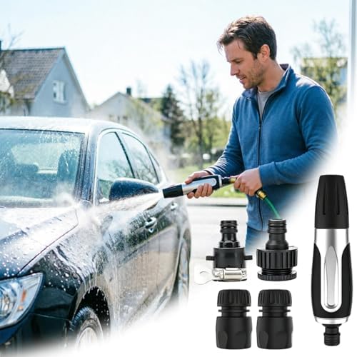 Upgraded Heavy Duty High Pressure Hose Nozzle, Trigger Control Adjustable Spray Rubber Non Slip Grip Universal Fit Garden Hose Nozzle, Rust Proof Hose Sprayer Nozzle for Car Garden Patio Bathing (A) - Image 6