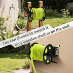 GADFISH Garden Wall Mounted Hose Reel, Metal Hose Reel, Holds 125ft of 5/8-Inch Hose(Not equipped), Equipped with 3.9ft Water Supply Hose and Small Storage Basket, Suitable for Gardens & Yards - Image 3