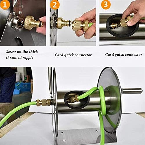 Garden Hose Holder, Stainless Steel Garden Hose Reel, 2 in 1Water Hose Reel, Hand Wall/Floor Mounted Hose Stand for Yard Lawn - Image 3