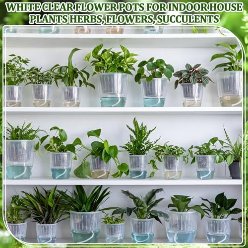Self Watering Plant Pots, 5.1''/6.6''/7.2'', Transparent, 18 Pcs - Image 6