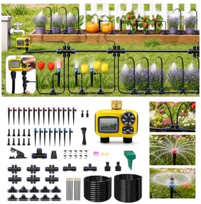 230FT Automatic Drip Irrigation System Kit with 2 Zone Sprinkler Timer by Unknown