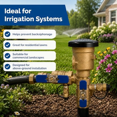 3/4" Pressure Vacuum Breaker Assembly – Bronze Body, Dual Shutoff Valves, Protective Top Cap, 3/4 in FNPT, Integrated Test Cocks – Durable Backflow Preventer for Irrigation & Lawn Systems - Image 5