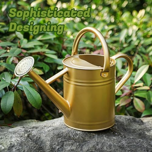 1 Gallon Watering Can for Plants, Watering Cans for Indoor&Outdoor Gardening, Galvanized Steel Watering Pot with Removable Spout, Metal Water Can with Ergonomic Movable Handle(Gold) - Image 7