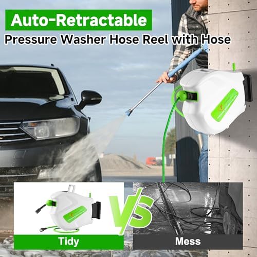 FIXFANS Adjustable Long Range Downstream Injection Nozzle Kit 4-4.5 GPM, Pressure Washer Hose Reel with Hose - Image 6