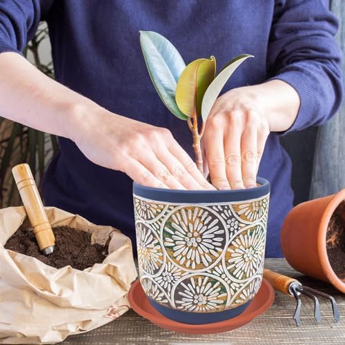 Plant Saucer - 5 Pack 14 Inch Durable Plastic Plant Trays, Terracotta - Image 4