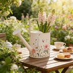 Vintage Floral Metal Watering Can for Indoor/Outdoor Plants, Pink Functional Garden Waterer with Long Spout, Garden Water Pot Rustic Decor for Home Garden Patio - Image 5